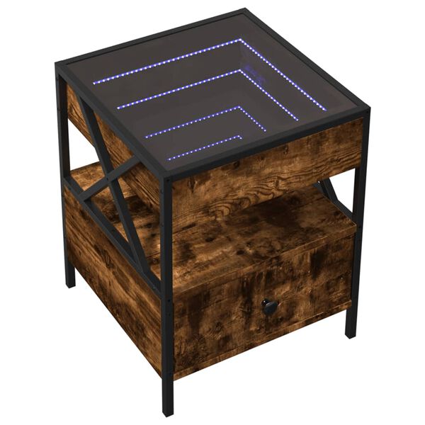 vidaXL Couchtisch mit Infinity-LED R&auml;uchereiche 40x40x51 cm