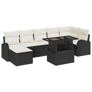 vidaXL Gartensofa-set mit Speicher 8 pcs Schwarz und Creme Poly-Rattan