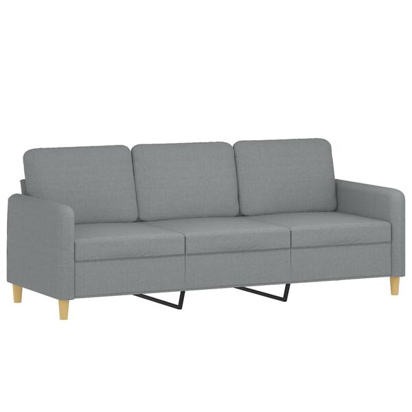 vidaXL 3-Sitzer-Sofa mit Zierkissen Hellgrau 180 cm Stoff