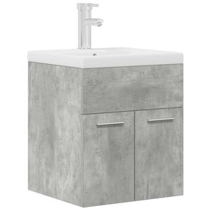 vidaXL Waschbeckenunterschrank mit Einbaubecken Wasserhahn Betongrau