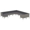 vidaXL 11-tlg. Garten-Lounge-Set mit Auflagen Poly Rattan Grau