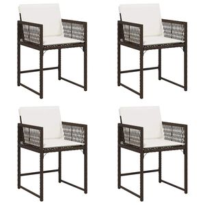 vidaXL Gartenst&uuml;hle mit Kissen 4 Stk. Braun Poly Rattan