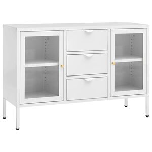 vidaXL Sideboard Wei&szlig; 105x35x70 cm Stahl und Hartglas