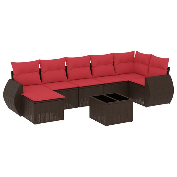 vidaXL 8-teiliges Gartensofa-Set mit Kissen, braun, Polyrattan