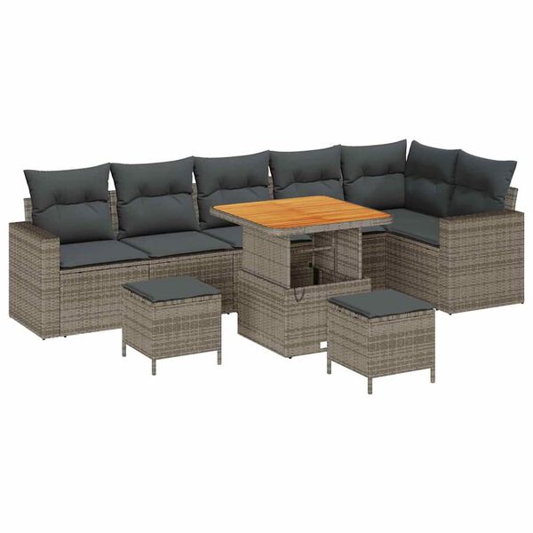 vidaXL Gartensofa-set 9 pcs Grau Poly-Rattan