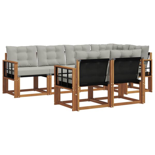 vidaXL Outdoor-Sofagarnitur mit Kissen 7 pcs Nat&uuml;rlich und Hellgrau