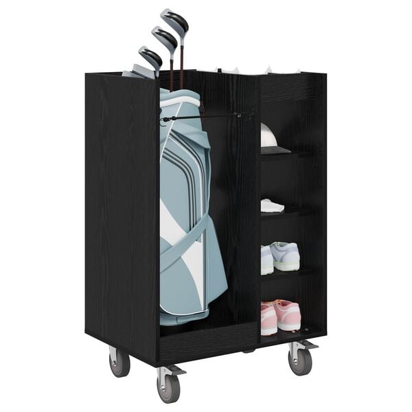 vidaXL Golf Schrank Mit Rad Uni Schwarz Eichen-Optik 65 x 45 x 98 cm