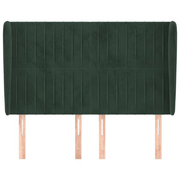 vidaXL Kopfteil mit Ohren Dunkelgrün 147x23x118/128 cm Samt