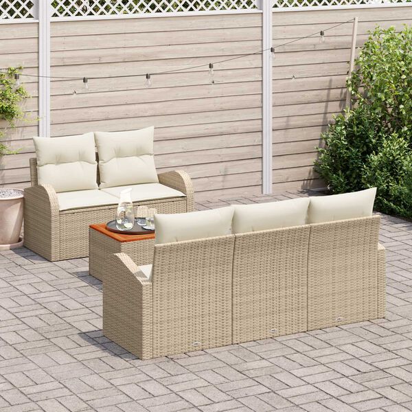 vidaXL Gartensofa-set mit Kissen 6 pcs Beige Poly-Rattan