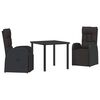 vidaXL Garten Essgruppe 3 stk. Schwarz Poly-Rattan