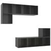 vidaXL 4-tlg. TV-Schrank-Set Hochglanz-Grau Holzwerkstoff