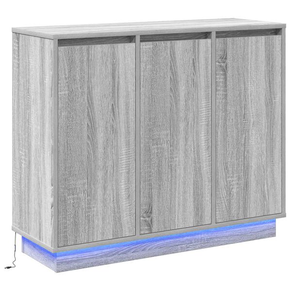 vidaXL LED-Sideboard Graues Sonoma 90 x 32 x 75 cm Holzwerkstoff