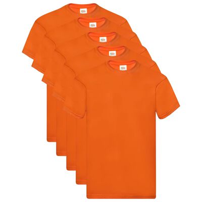Fruit of the Loom Original T-Shirts 5 Stk. Orange XXL Baumwolle