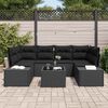 vidaXL Garten-Sofa-Set mit Kissen 7 pcs Schwarz Poly-Rattan