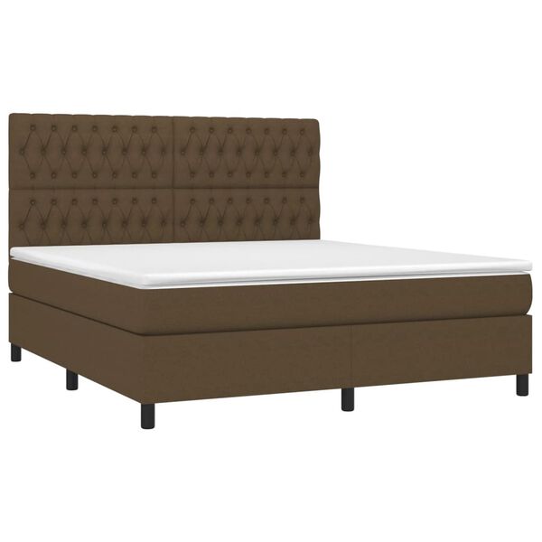 vidaXL Boxspringbett mit Matratze & LED Dunkelbraun 180x200 cm Stoff