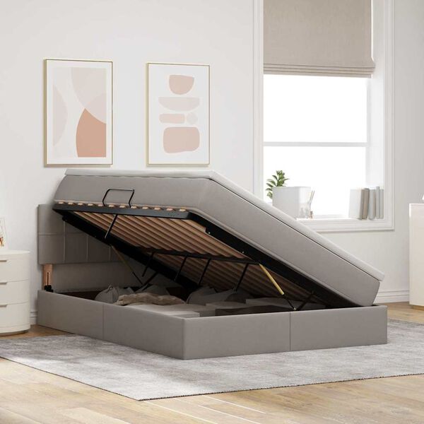 vidaXL Aufbewahrungsbett mit Matratze Taupe 120 x 200 cm Holzwerkstoff