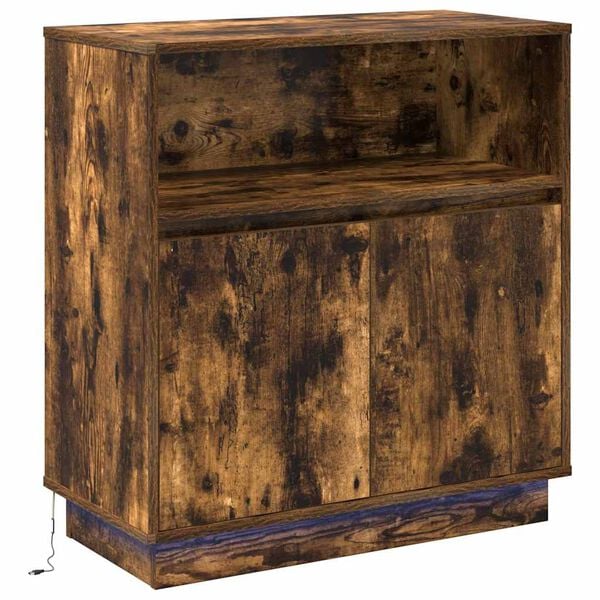vidaXL LED-Sideboard Ger&auml;ucherte Eiche 71 x 34,5 x 75 cm Holzwerkstoff