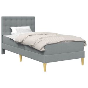 vidaXL Bettgestell mit Matratze Hellgrau 90 x 190 cm Stoff