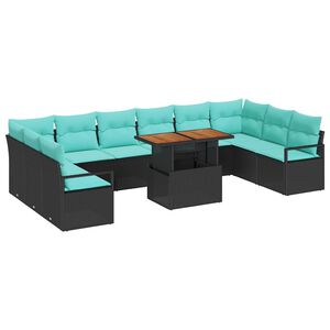 vidaXL Garten Essgruppe mit Kissen 11 pcs Schwarz und Teal
