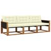vidaXL Outdoor-Sofagarnitur mit Kissen 3 pcs Natur und Creme