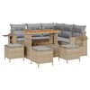 vidaXL Gartensofa-set mit Kissen 9 pcs Beige Poly-Rattan