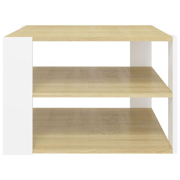 vidaXL Couchtisch Sonoma-Eiche Weiß 60x60x40 cm Holzwerkstoff