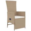 vidaXL 9-tlg. Garten-Essgruppe mit Kissen Beige Poly Rattan