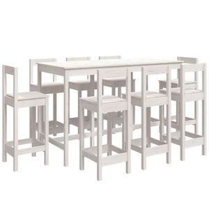 vidaXL 9-tlg. Bar-Set Wei&szlig; Massivholz Kiefer