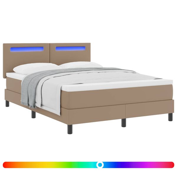 vidaXL Boxspringbett mit Matratze Cappuccino 140 x 190 cm Kunstleder