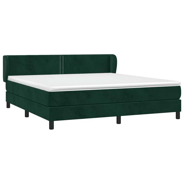vidaXL Boxspringbett mit Matratze Dunkelgr&uuml;n 180x200 cm Samt