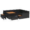 vidaXL Garten-Sofa-Set mit Kissen mit Speicher Schwarz Poly Rattan