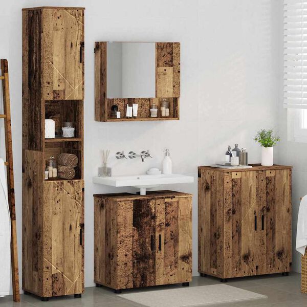 vidaXL Badezimmerm&ouml;bel-Set 4 pcs Altholz Holzwerkstoff & Metall