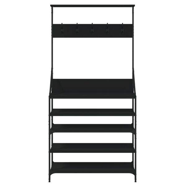 vidaXL Kleiderst&auml;nder mit Schuhablage Schwarz 90x34x184 cm