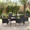 vidaXL Garten Essgruppe mit Kissen 5 pcs Schwarz Poly-Rattan