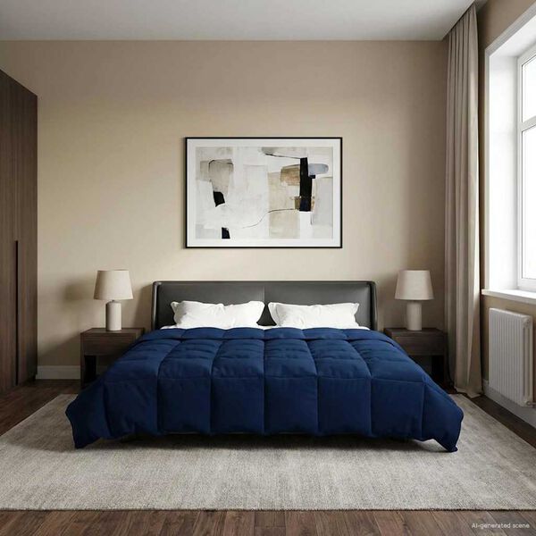 vidaXL Sommerdecke Gepolstert Dunkelblau 220 x 240 cm Mikrofaser