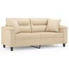 vidaXL 2-Sitzer-Sofa mit Kissen Creme 140 cm Mikrofasergewebe