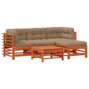 vidaXL Garten-Lounge-Set 5 pcs Wachsbraun Massives Kiefernholz
