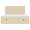 vidaXL Ottoman-Bett mit Matratzen Creme 200x200 cm Stoff