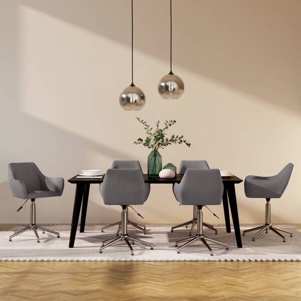 vidaXL Esszimmerst&uuml;hle 6 Stk. Drehbar Hellgrau Stoff