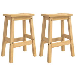 VidaXL Barhocker 2 pcs Honigwachs 44 x 30 x 63 cm Massiv-Kiefer