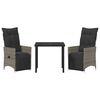 vidaXL Garten Essgruppe mit Kissen 3 pcs Grau Poly-Rattan