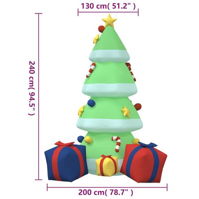 vidaXL Weihnachtsbaum Aufblasbar mit LEDs 240 cm
