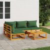 vidaXL 5-tlg. Garten-Lounge-Set mit Gr&uuml;nen Kissen Massivholz