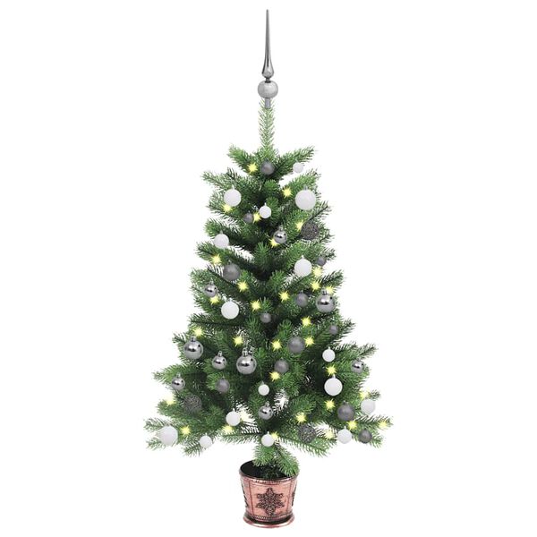vidaXL Künstlicher Weihnachtsbaum mit Beleuchtung & Kugeln 65 cm Grün