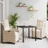 vidaXL Garten Essgruppe mit Kissen 3 pcs Beige Poly-Rattan
