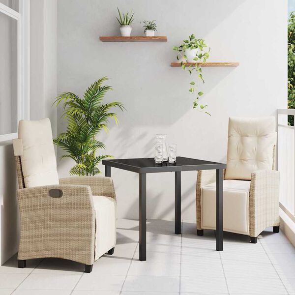 vidaXL Garten Essgruppe mit Kissen 3 pcs Beige Poly-Rattan