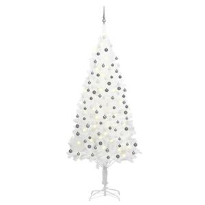 vidaXL K&uuml;nstlicher Weihnachtsbaum mit Beleuchtung & Kugeln Wei&szlig; 240 cm