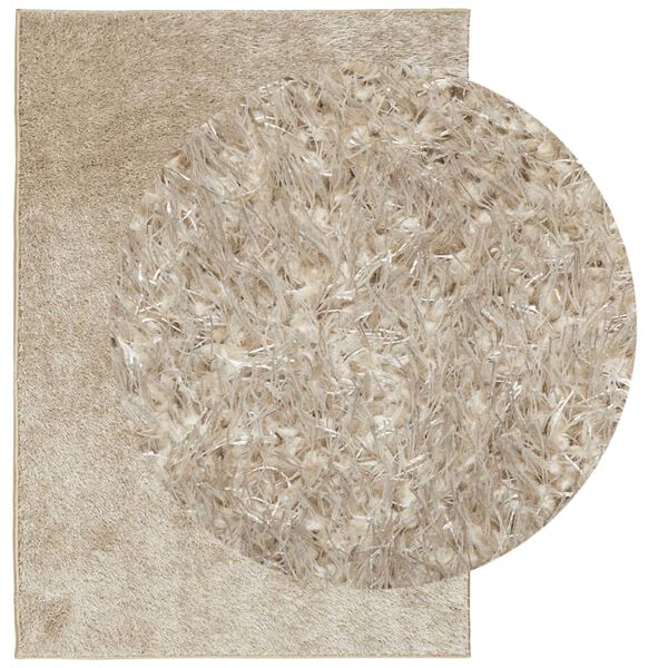 vidaXL Teppich ISTAN Hochflor Gl&auml;nzend Beige 140x200 cm