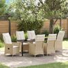 vidaXL Garten Essgruppe mit Kissen 7 pcs Beige Poly-Rattan