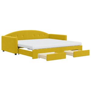 vidaXL Tagesbett Ausziehbar mit Schubladen Gelb 100x200 cm Samt